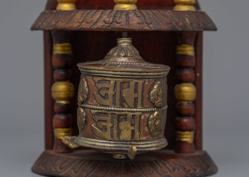 Wooden Tibetan Prayer Wheel | Perfect for Meditative Practices and Sacred Rituals