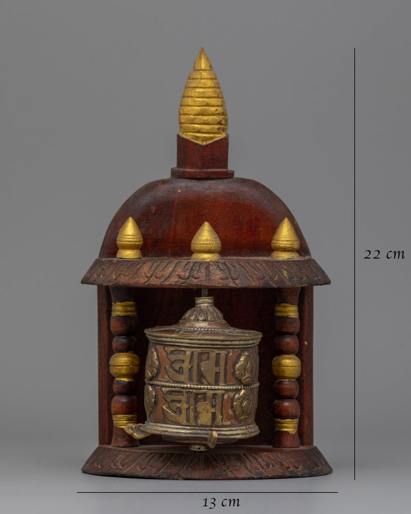 Wooden Tibetan Prayer Wheel | Perfect for Meditative Practices and Sacred Rituals