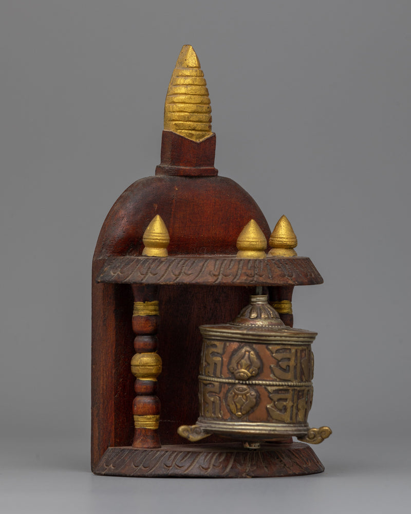 Wooden Tibetan Prayer Wheel | Perfect for Meditative Practices and Sacred Rituals