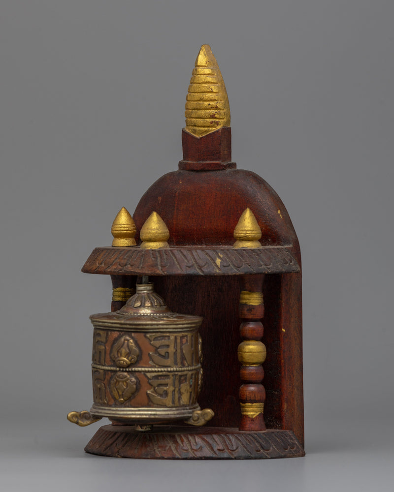 Wooden Tibetan Prayer Wheel | Perfect for Meditative Practices and Sacred Rituals