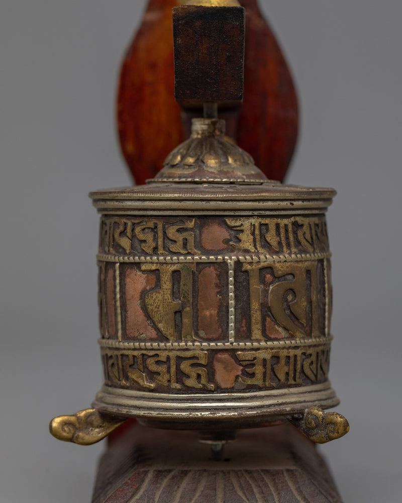 Wood Prayer Wheel Nepal Hand Carved | Hand-made Elegance for Spiritual Practice and Meditation