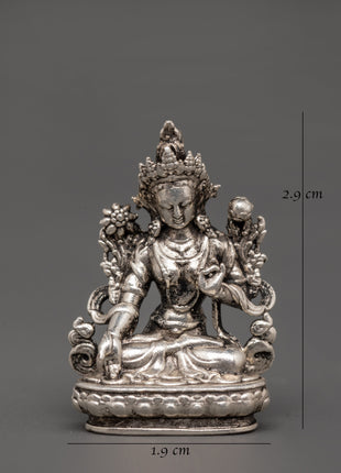 Green Tara in Dhyana Mudra Locket Pendant | Seated on a Lotus Moon Disc