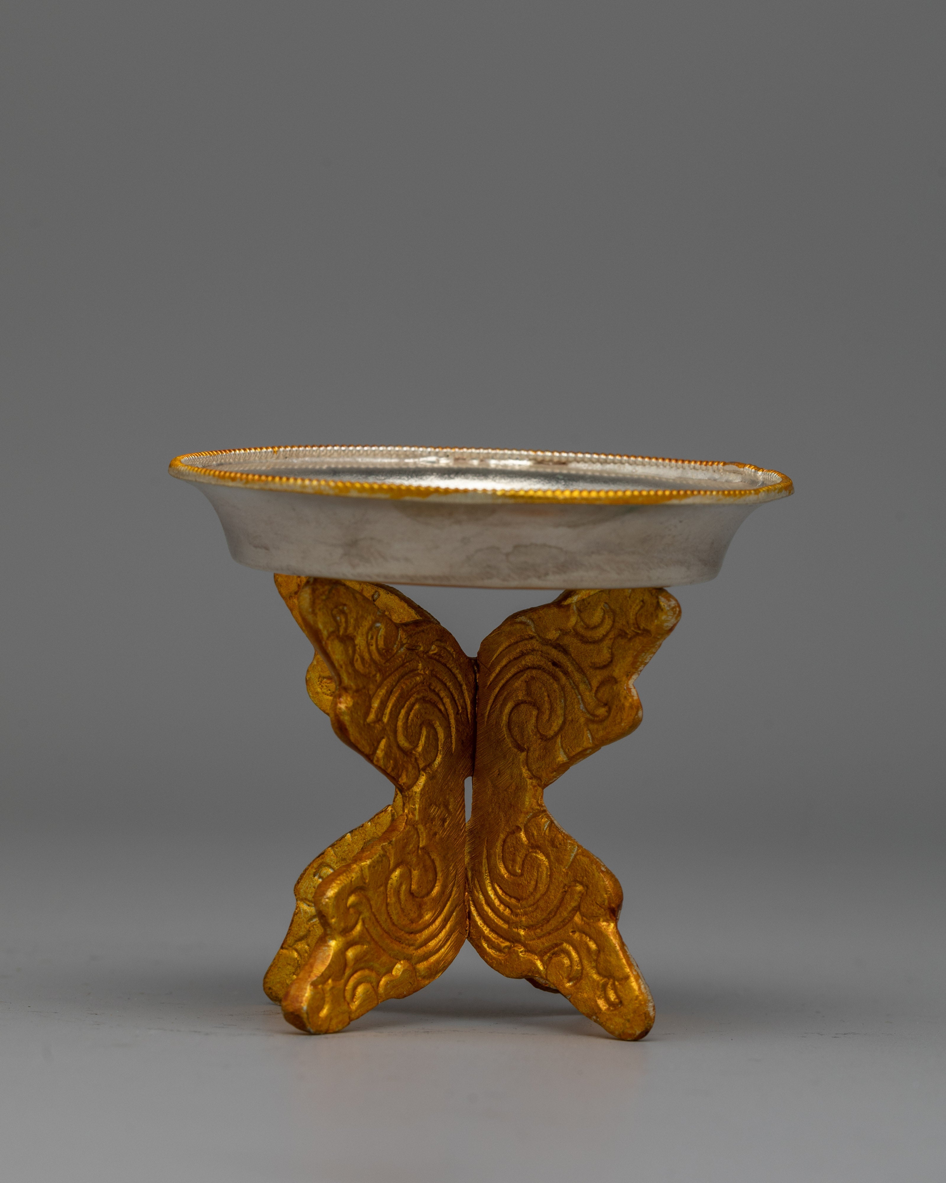 Buddhist Water Offering Bowl Set for Jambhala | Featuring Electro Gold and Silver Plating for Ceremonial Elegance