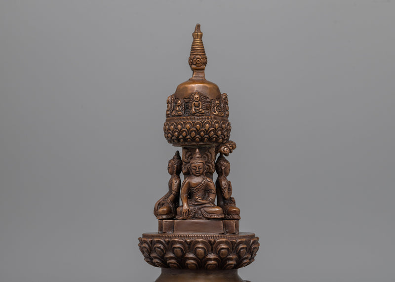 Handcrafted Oxidized Copper Stupa | Perfect for Enhancing Your Sacred Space