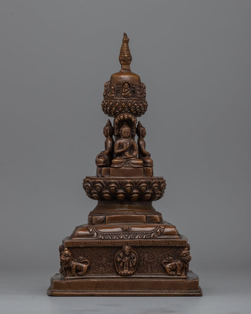 Handcrafted Oxidized Copper Stupa