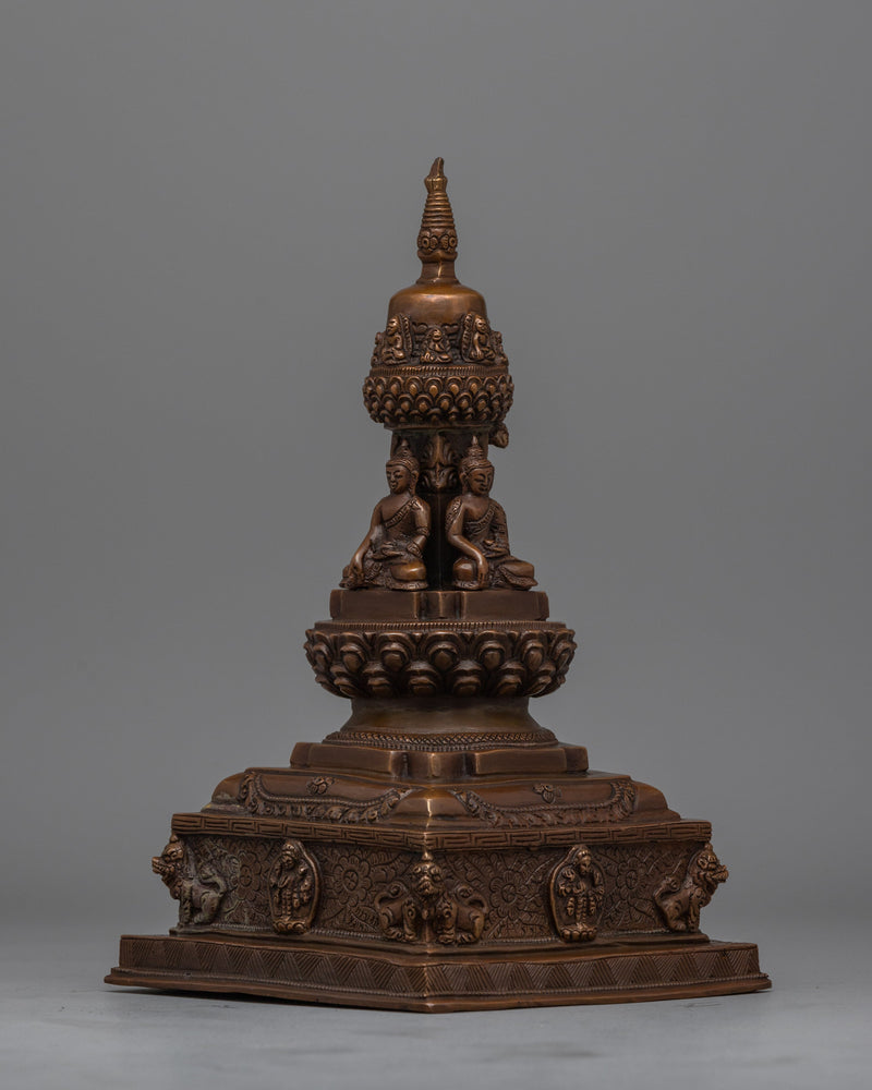 Handcrafted Oxidized Copper Stupa | Perfect for Enhancing Your Sacred Space