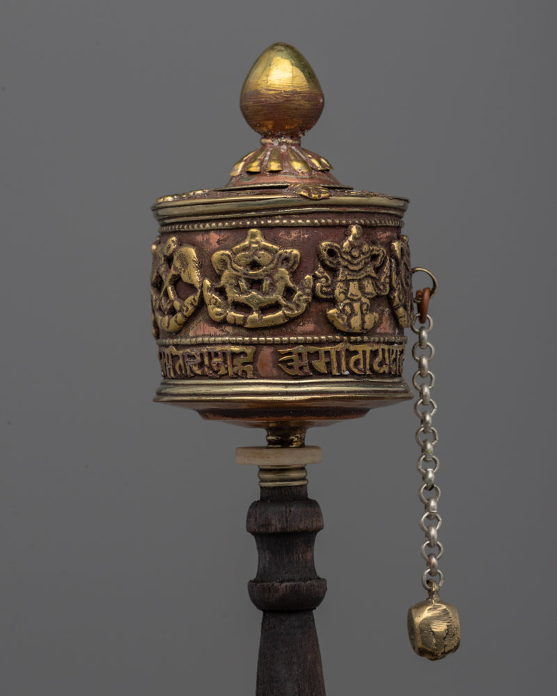 Buddhist Hand Prayer Wheel | Exquisite Handheld Prayer Wheel for Timeless Devotion