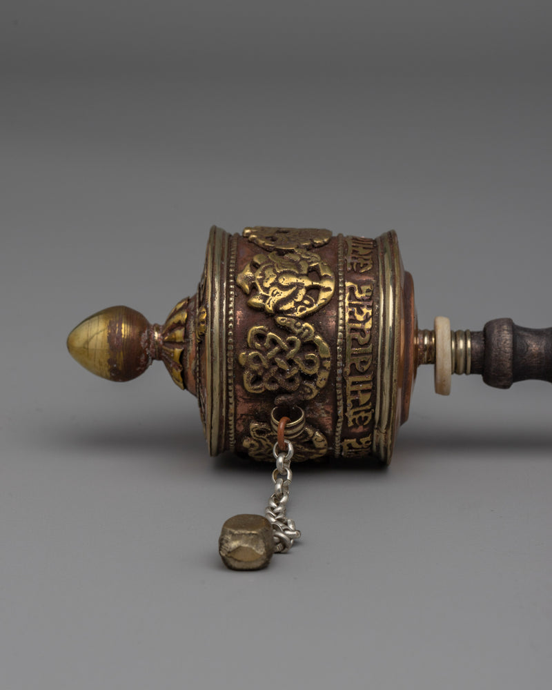 Buddhist Hand Prayer Wheel | Exquisite Handheld Prayer Wheel for Timeless Devotion