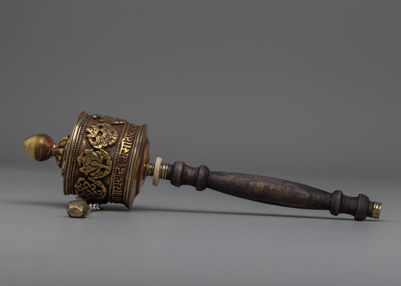 Buddhist Hand Prayer Wheel | Exquisite Handheld Prayer Wheel for Timeless Devotion