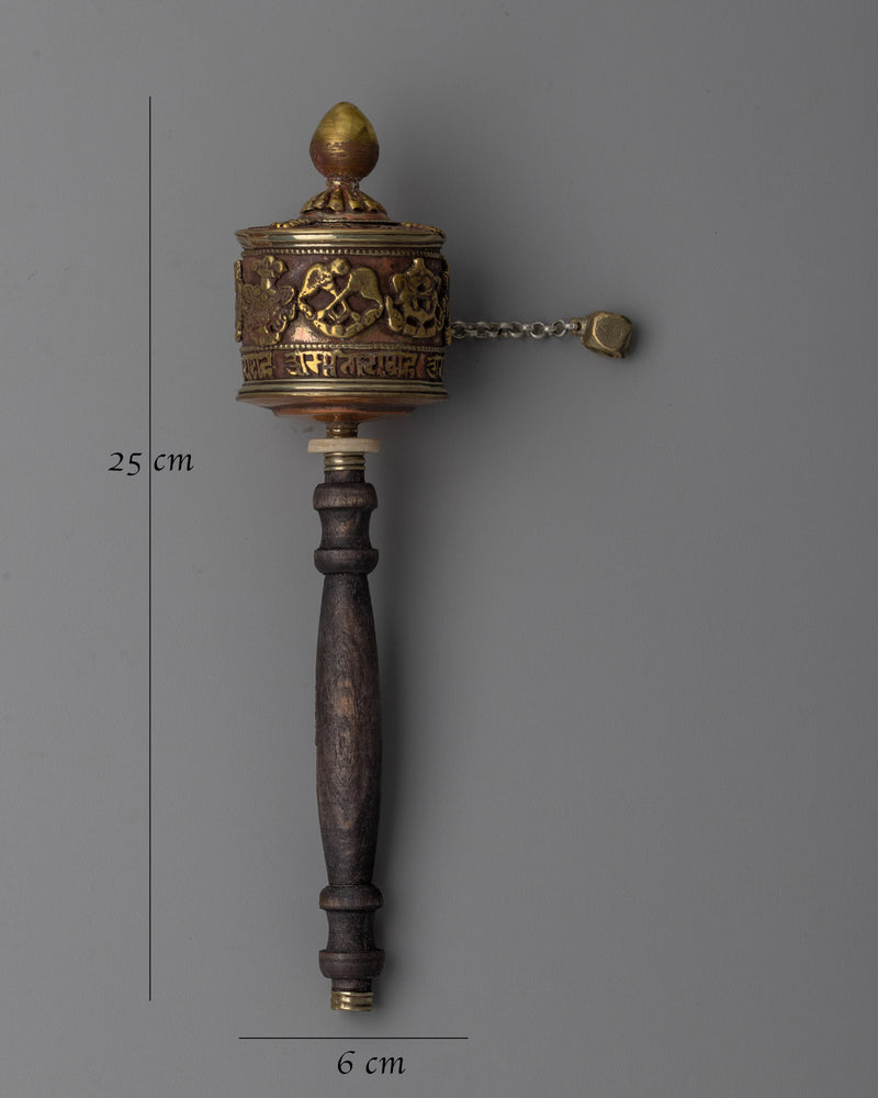 Buddhist Hand Prayer Wheel | Exquisite Handheld Prayer Wheel for Timeless Devotion