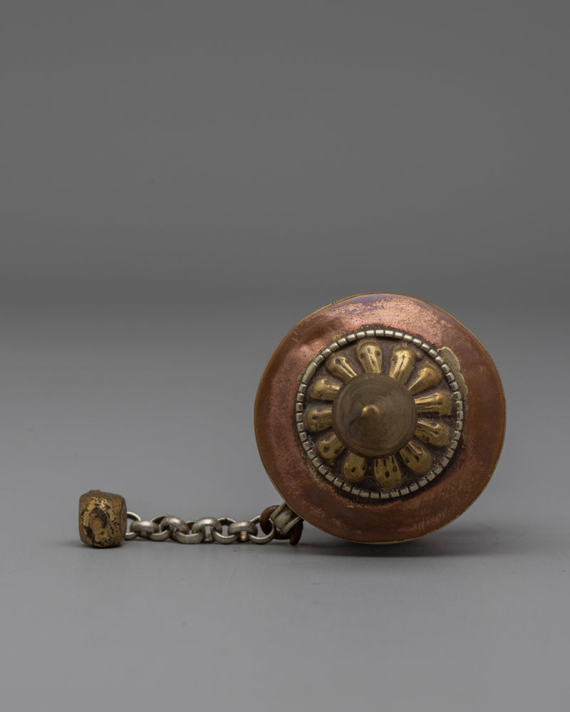 Handcarved Tibetan Buddhist Handheld Prayer Wheel | Elegantly Carved Design Enhances Your Meditation and Prayer Practices