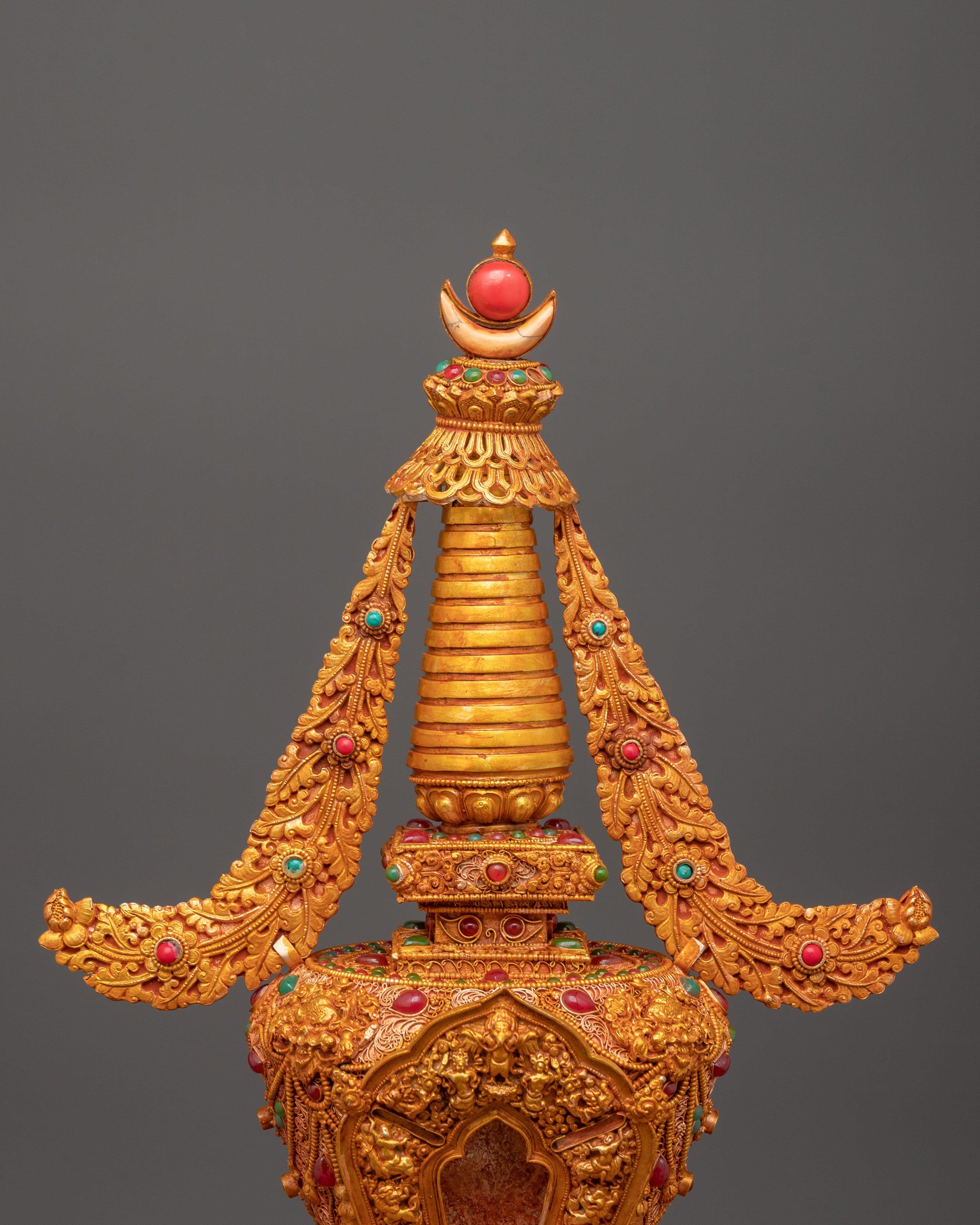 Tibetan Stupa with coral | Spiritual Home Decor