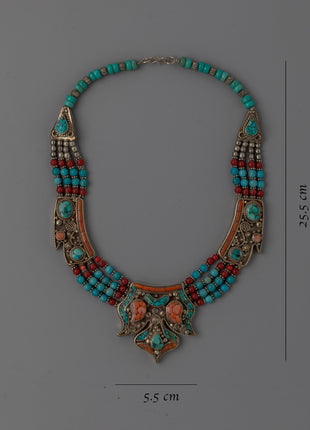 Turquoise White Stone Necklace |  Elegant and Versatile Necklace for Any Occasion