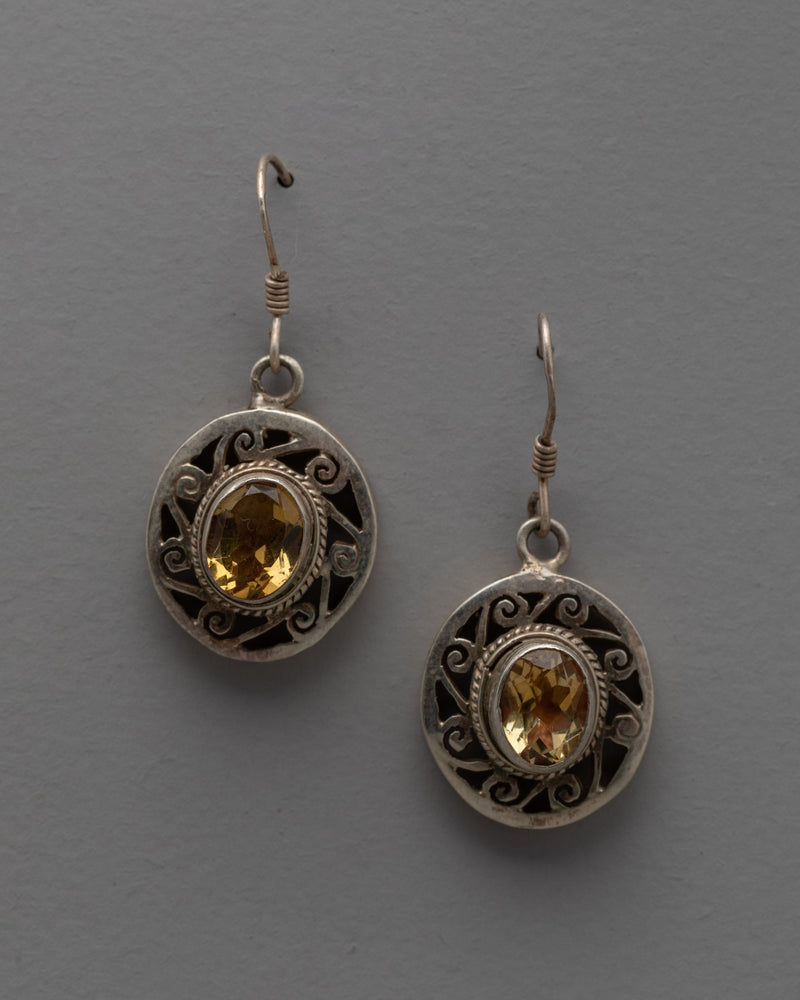 Elegant Gold Topaz Stone Earring Set | Handcrafted with Timeless Design and Style