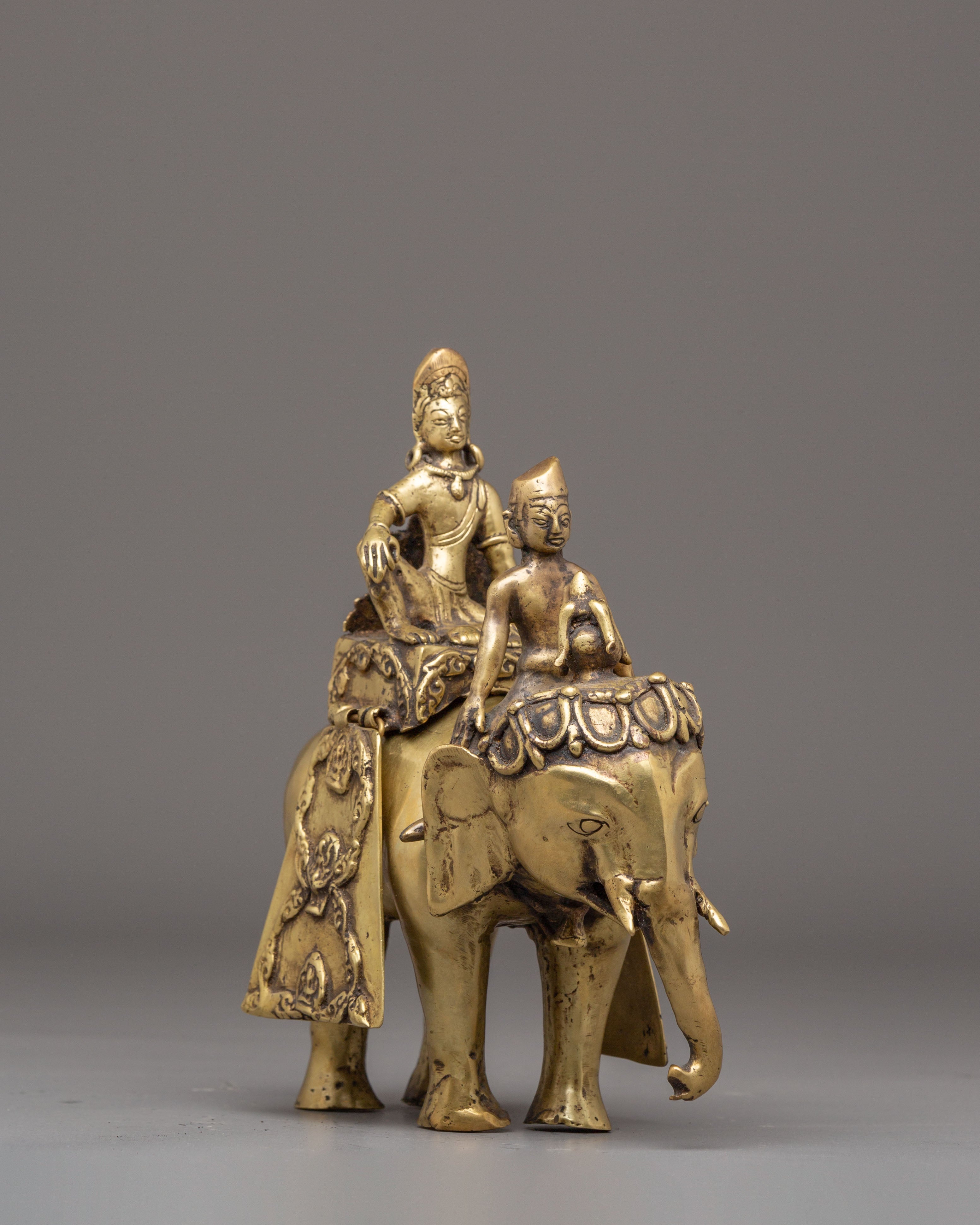 Handcrafted Tibetan Elephant Art with Indra | Symbol of Power