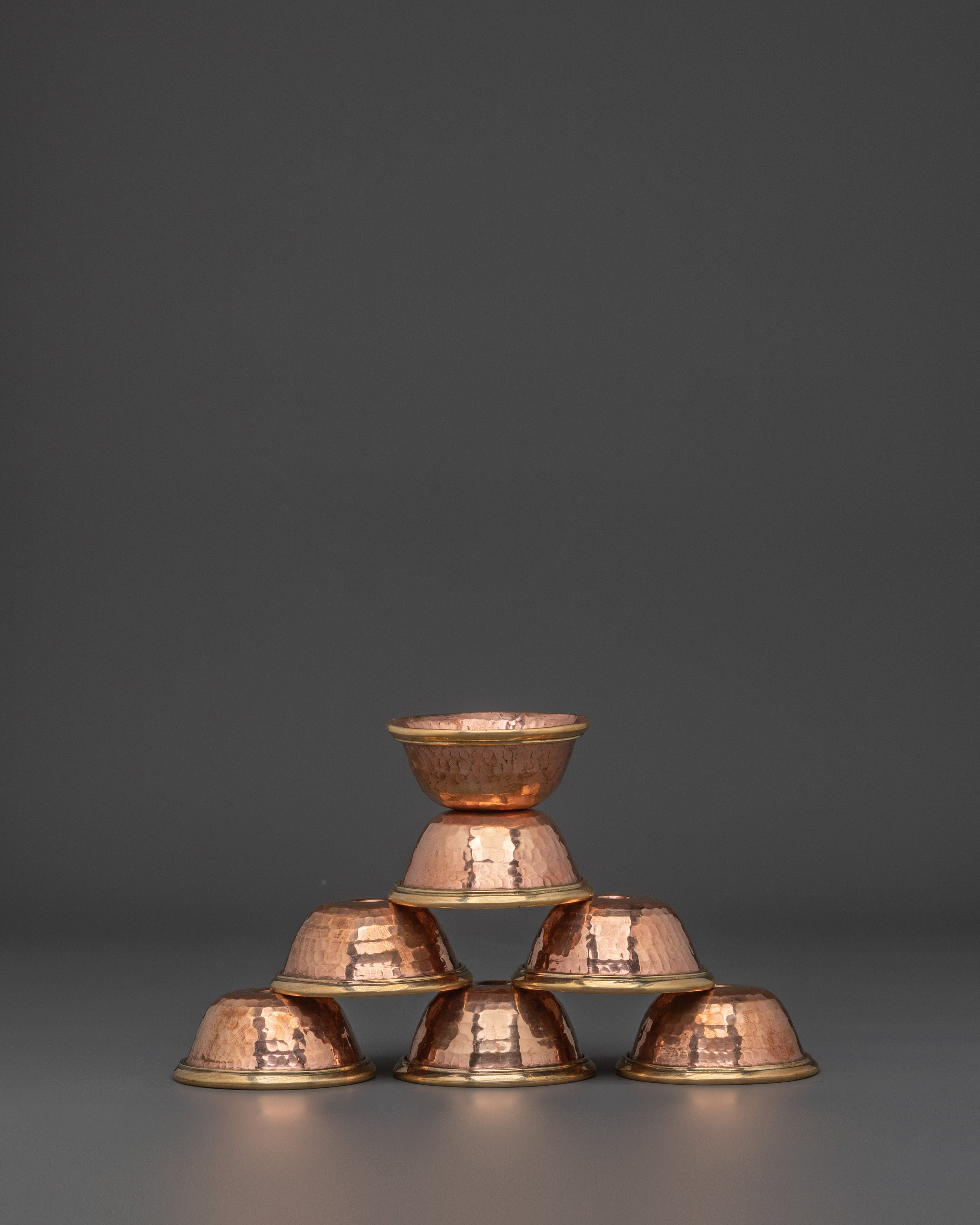 Copper Offering Water Bowls | Traditional Buddhist Ritual Altar Set