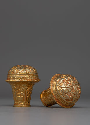 Gold plated Thangka Brocade Knob | Perfect for Displaying Tibetan Thangkas