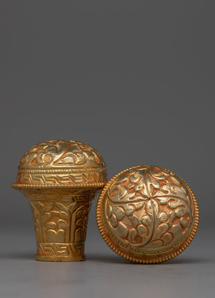 Gold plated Thangka Brocade Knob | Perfect for Displaying Tibetan Thangkas