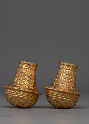 Gold plated Thangka Brocade Knob | Perfect for Displaying Tibetan Thangkas