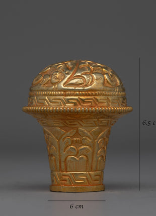 Gold plated Thangka Brocade Knob | Perfect for Displaying Tibetan Thangkas