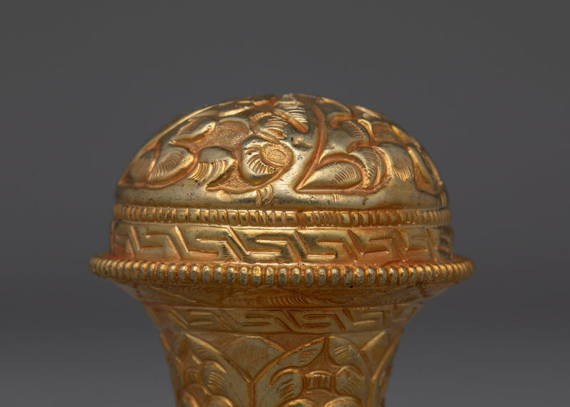 Gold plated Thangka Brocade Knob | Perfect for Displaying Tibetan Thangkas