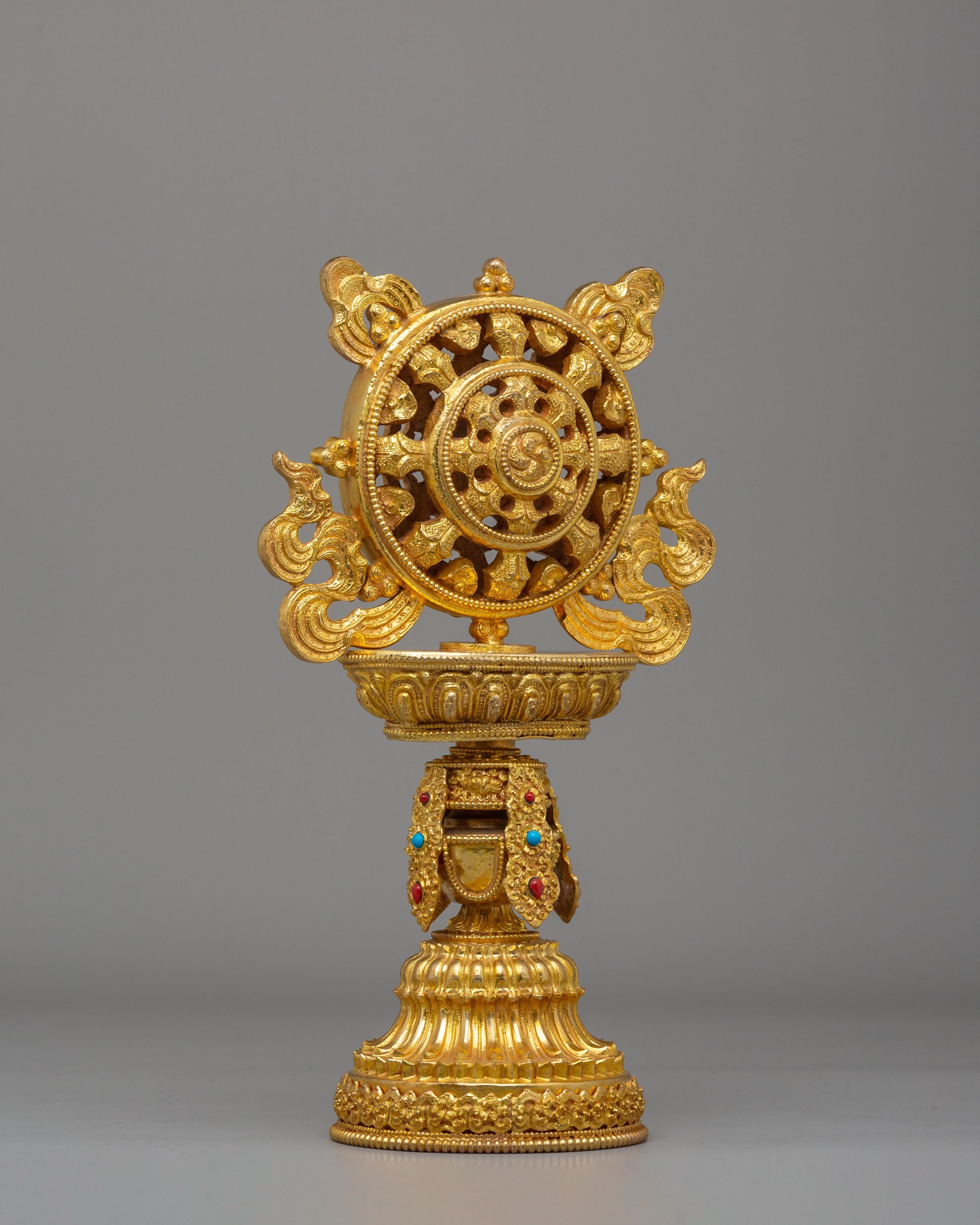 Sacred Dharma Wheel Sculpture | Symbol of Enlightenment