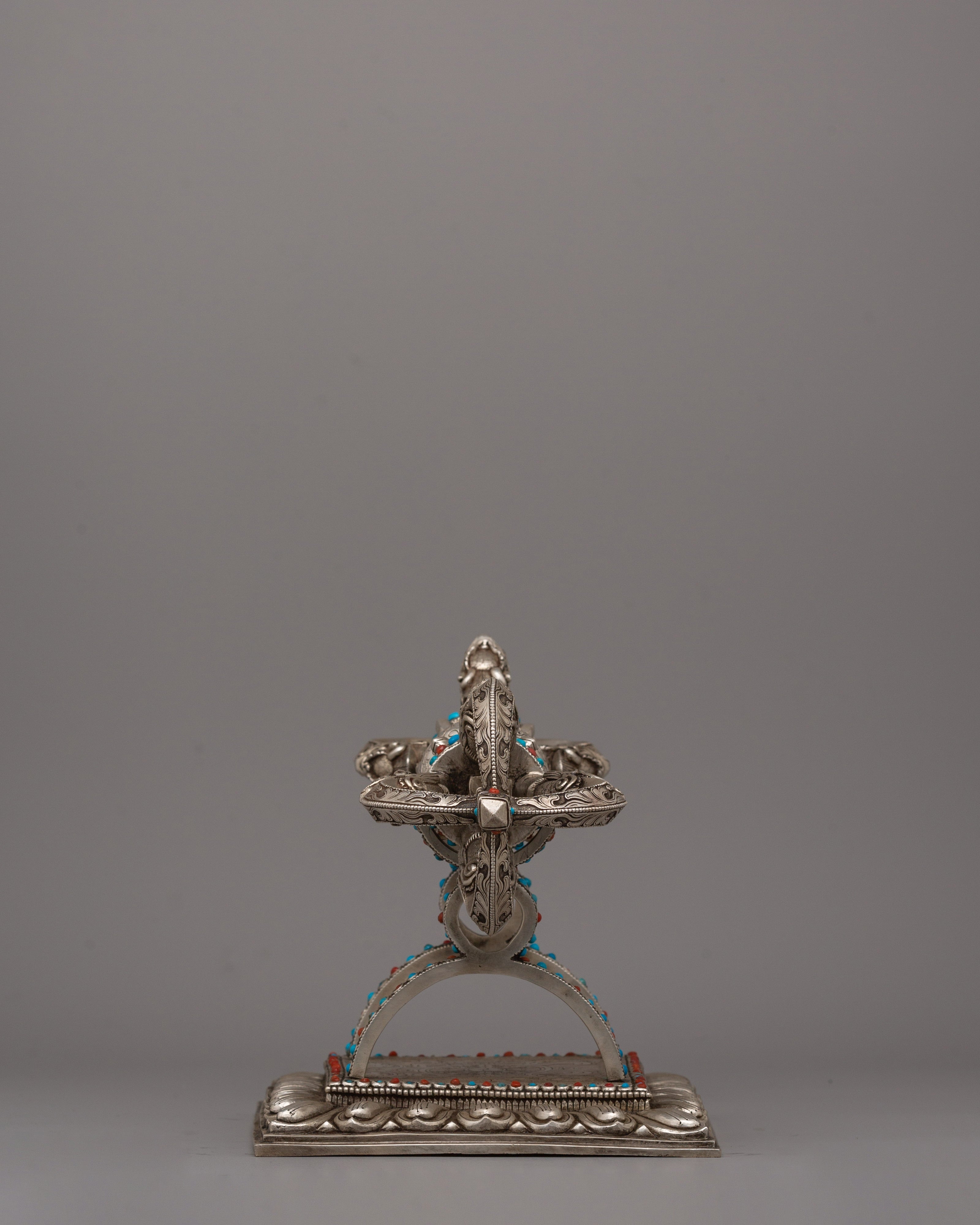 Copper Vajra with Stand | Intricate Buddhist Symbolism
