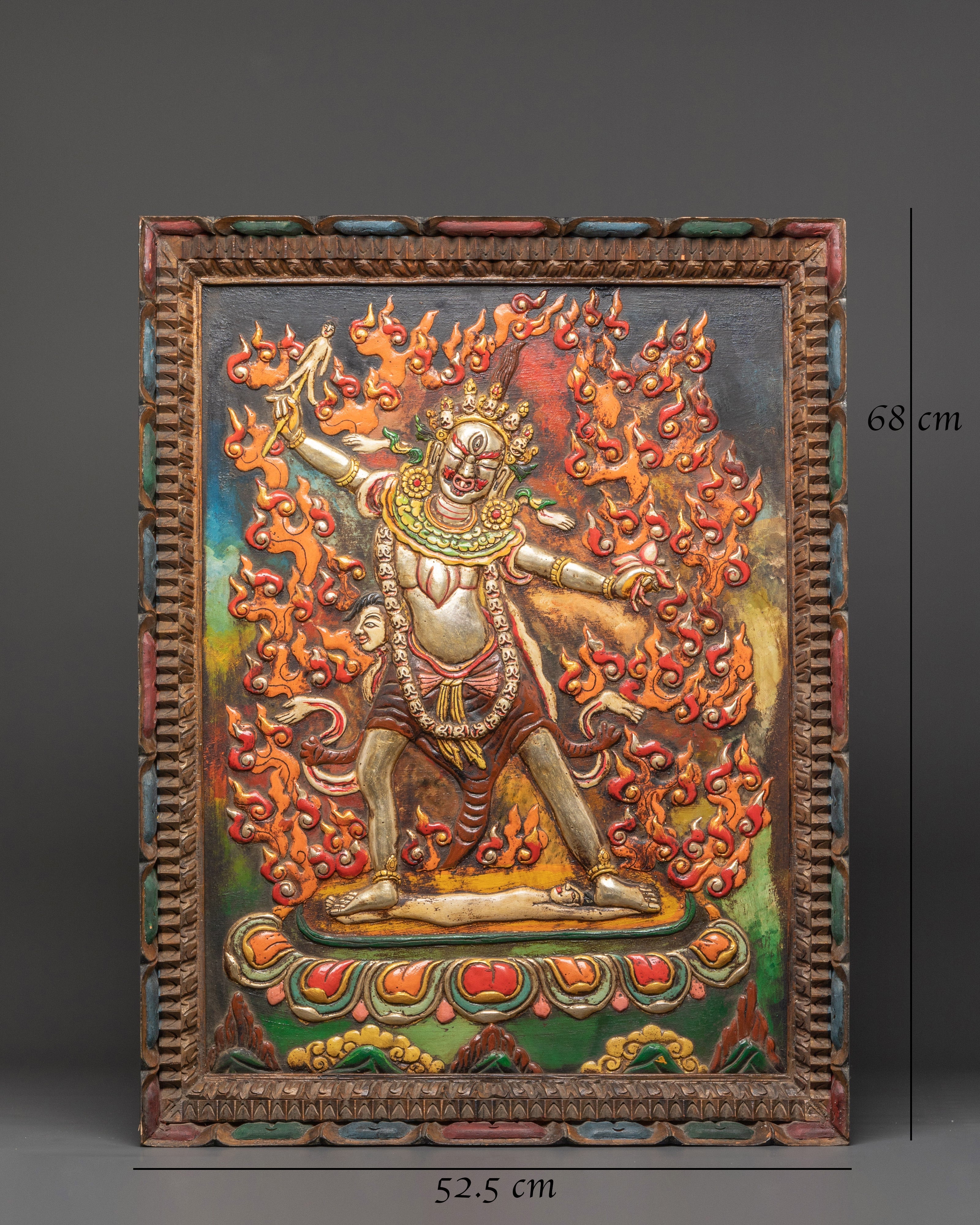 Ekajati Wooden Crafted Wall Hanging | Tibetan Buddhist Wall Art