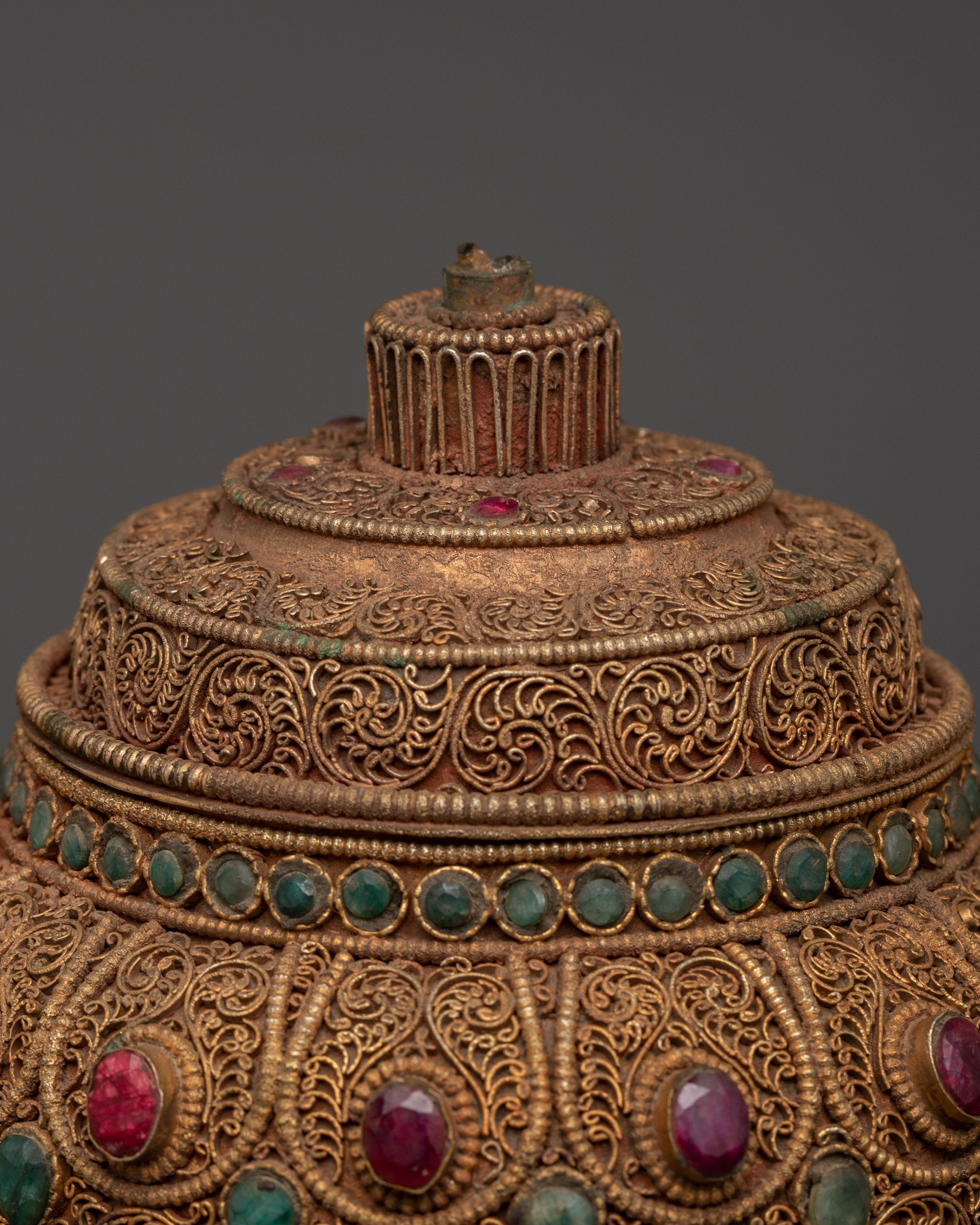 Copper Teapot with Electro Gold & Silver Plating | Buddhism Sacred Decorative Pot