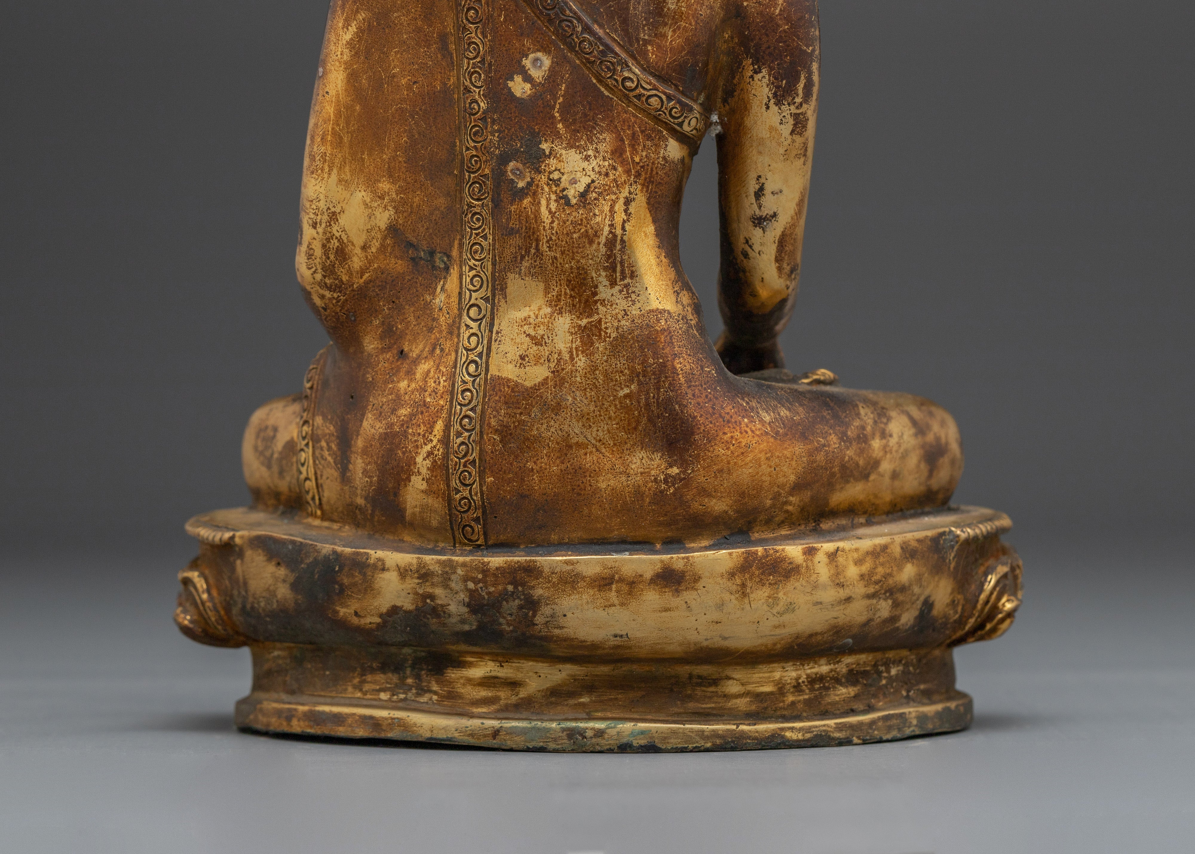 Copper And Gold Plated Shakyamuni Buddha Statue | Symbol of Calm and Divine Knowledge
