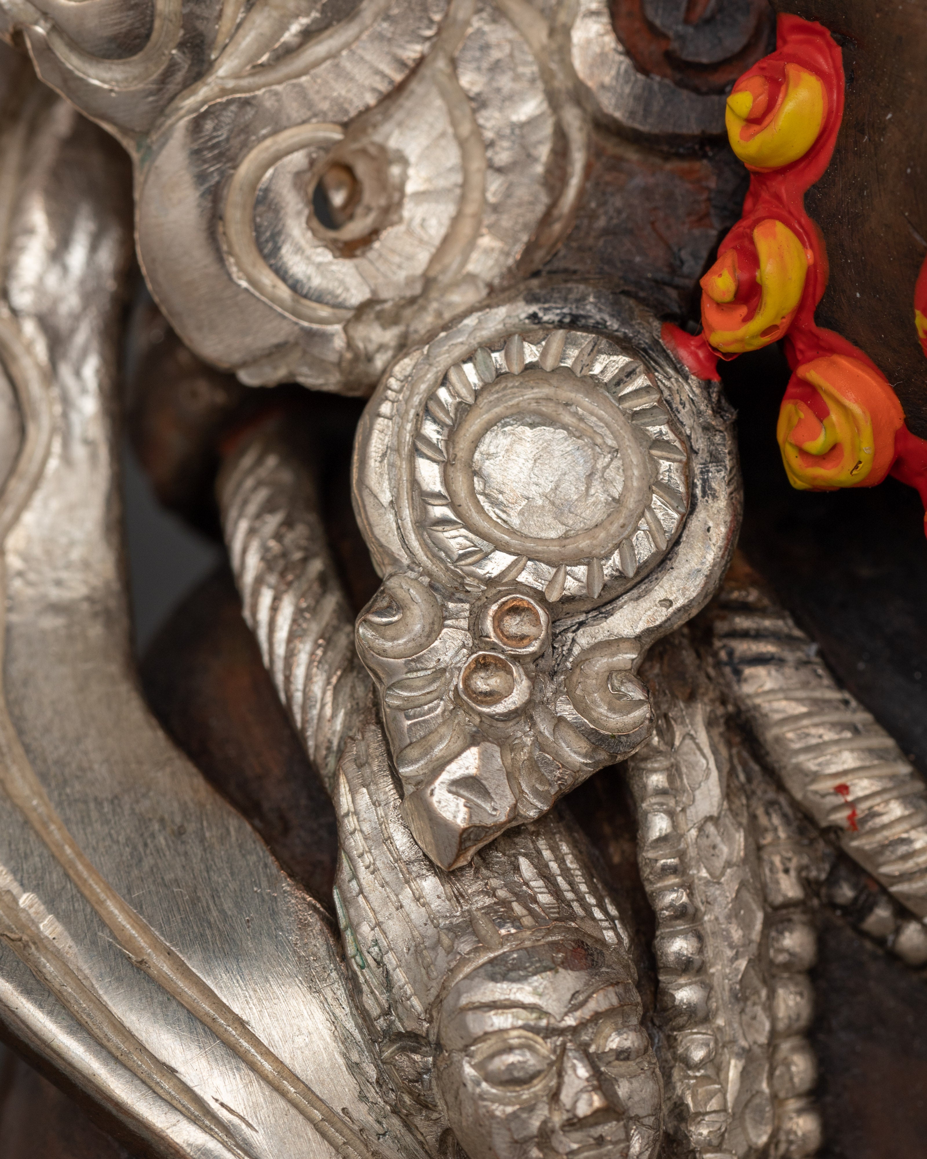Sakya Mahakala Silver Plated Oxidized Copper Statue | Guardian of the Dharma