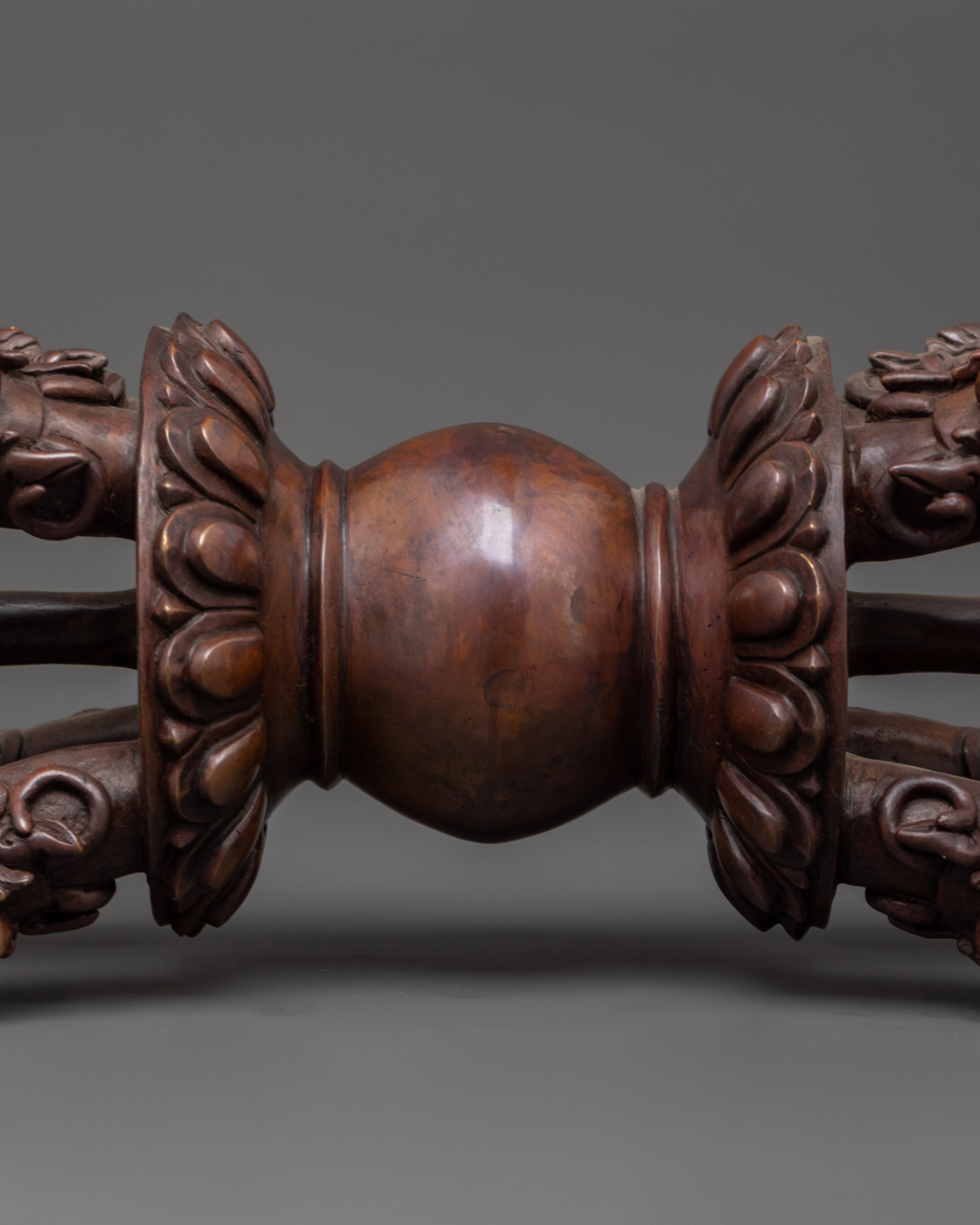 Large Oxidized Copper Vajra Sculpture | Tibetan Dorje Symbol