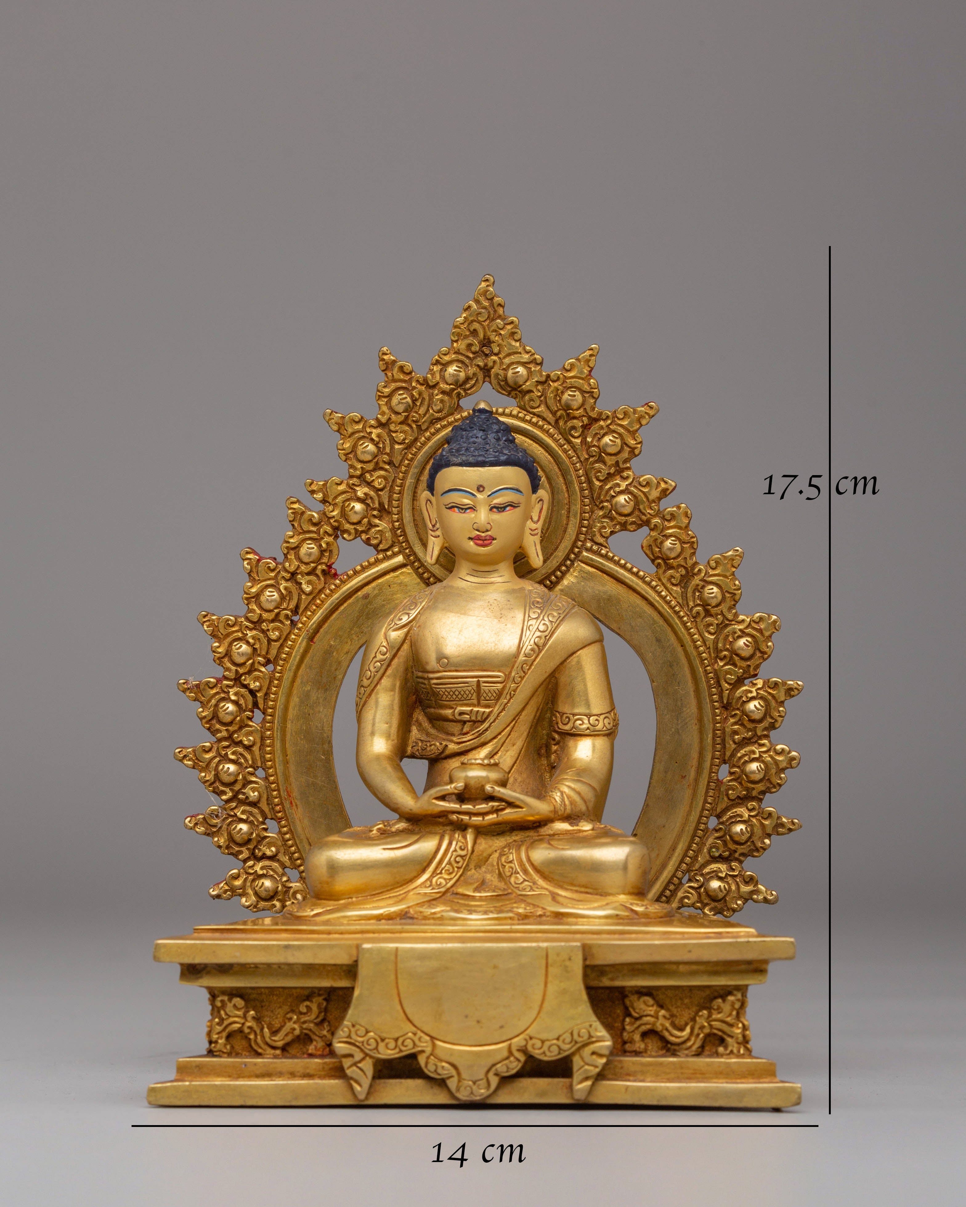 Buddha Amitabha Sacred Statue | Gold Plated Copper for Wisdom and Compassion