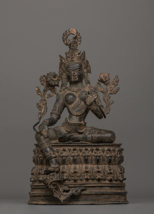 Antique Finish Green Tara Statue