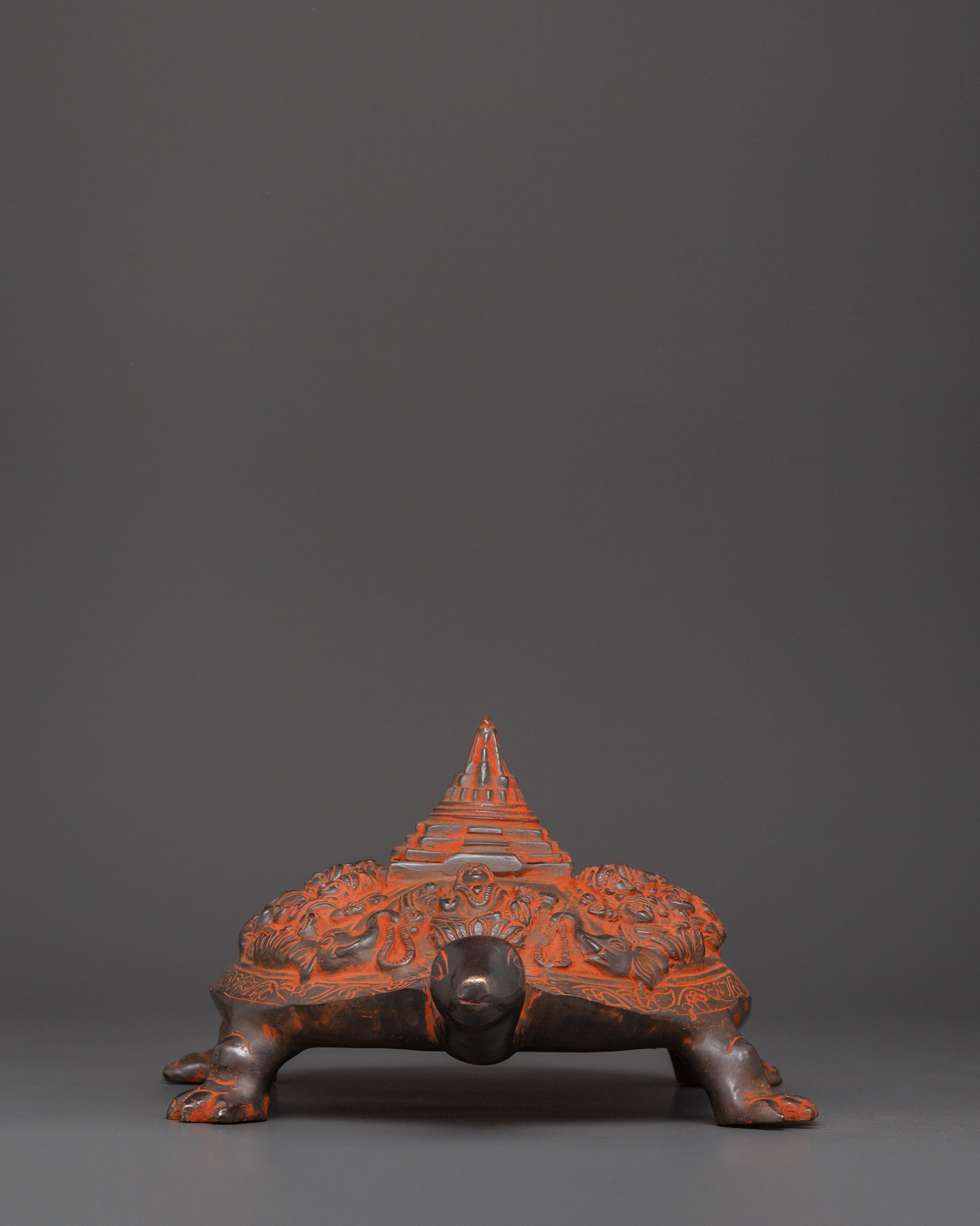 Decorative Oxidized Brass Tortoise | Traditional Turtle Art