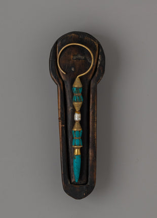 Tibetan Minister Earring | Gold-Plated with Turquoise