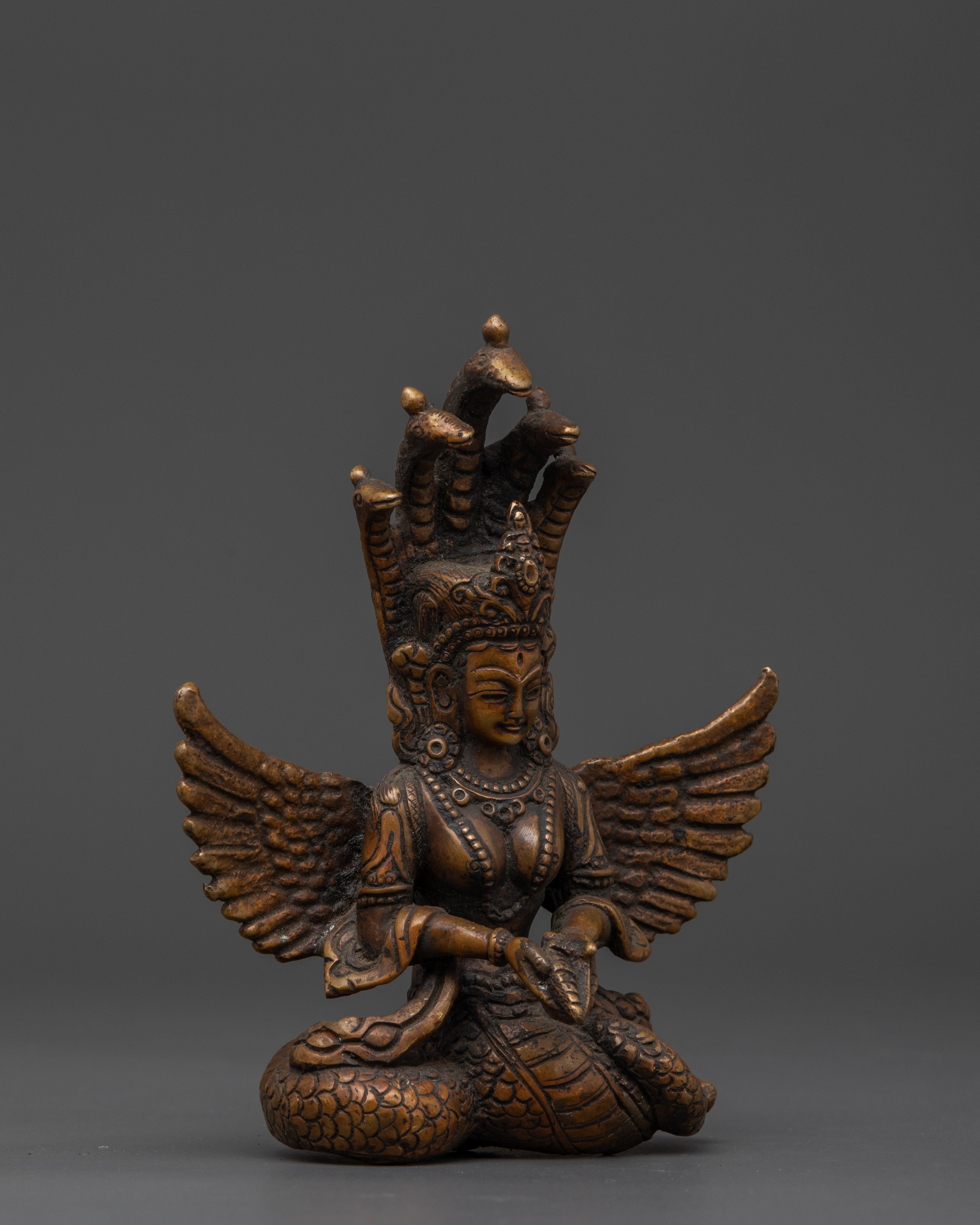 Divine Serpent Deity Naga Kanya Statue | Tibetan Buddhist Snake Goddess Sculpture