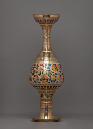 Decorative Brass Vases with Acrylic Floral Design |  Elegant Home Decoration