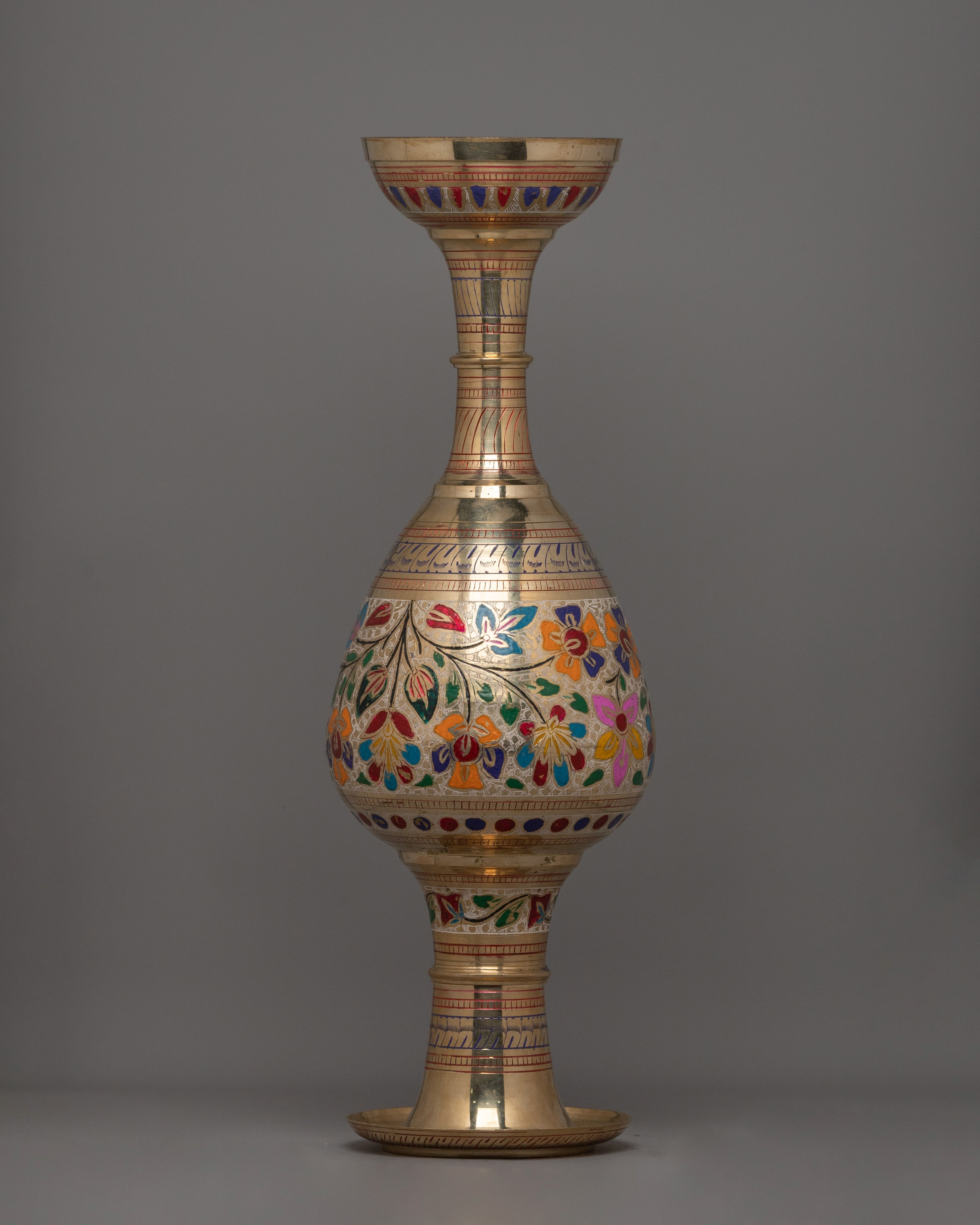 Decorative Brass Vases with Acrylic Floral Design |  Elegant Home Decoration