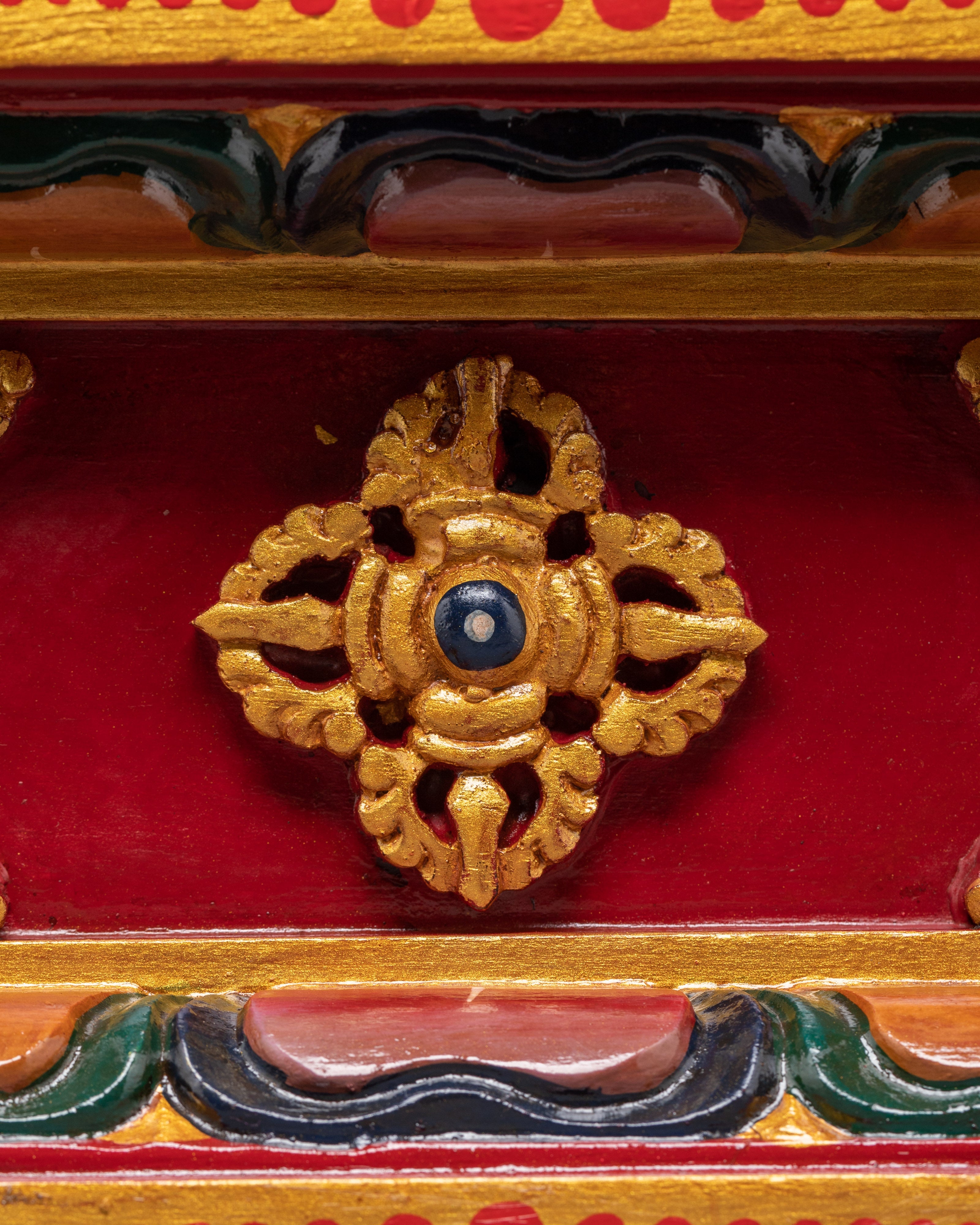 Tibetan Stupa Stand | Handcrafted Wooden Altar Base