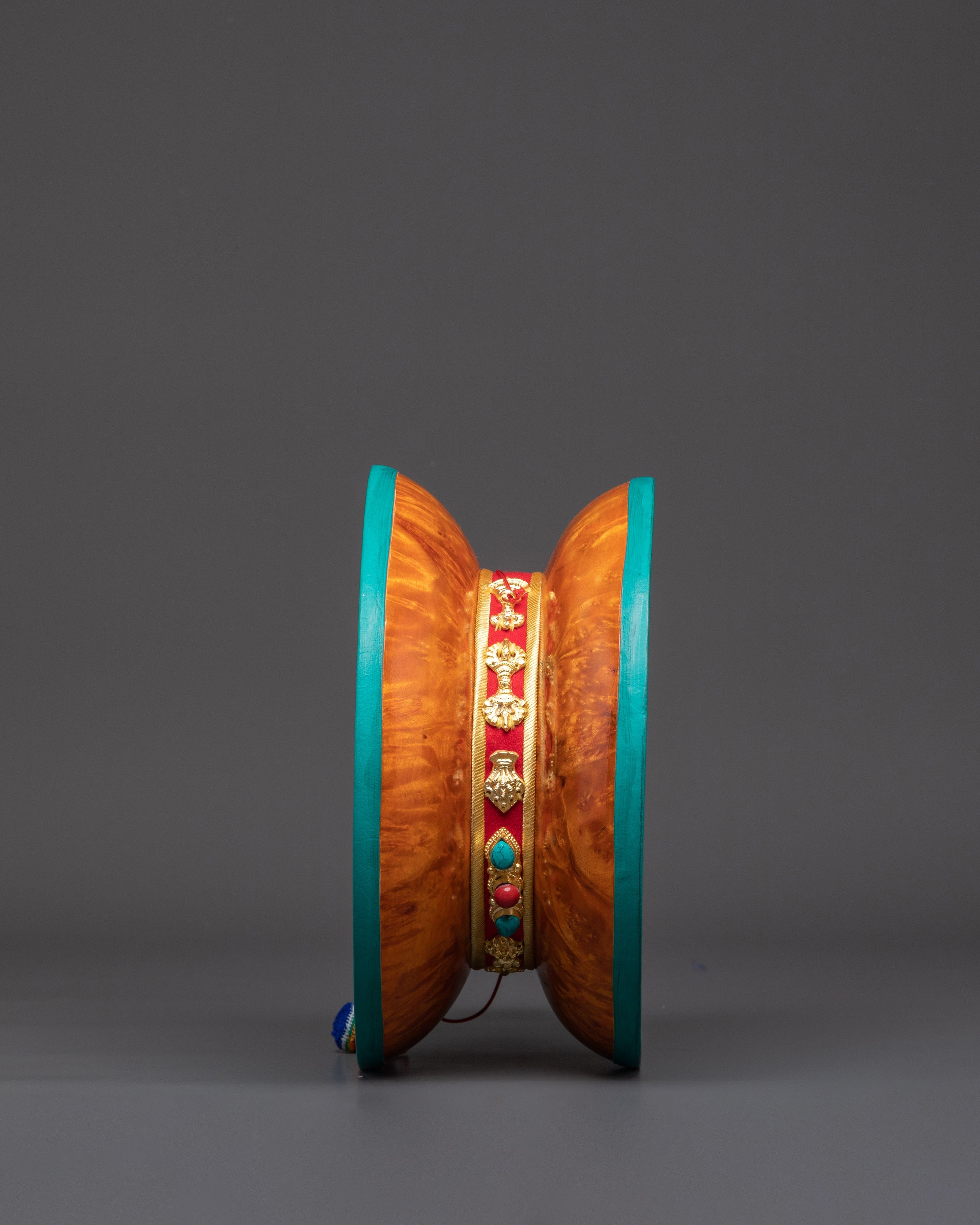 Tibetan Damaru Drum with Silk Tail | Chod Ritual Drum in Bhutanese Wood