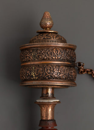 Wooden Handle Tibetan  Prayer Wheel | Sacred Buddhist Mantra Spinner