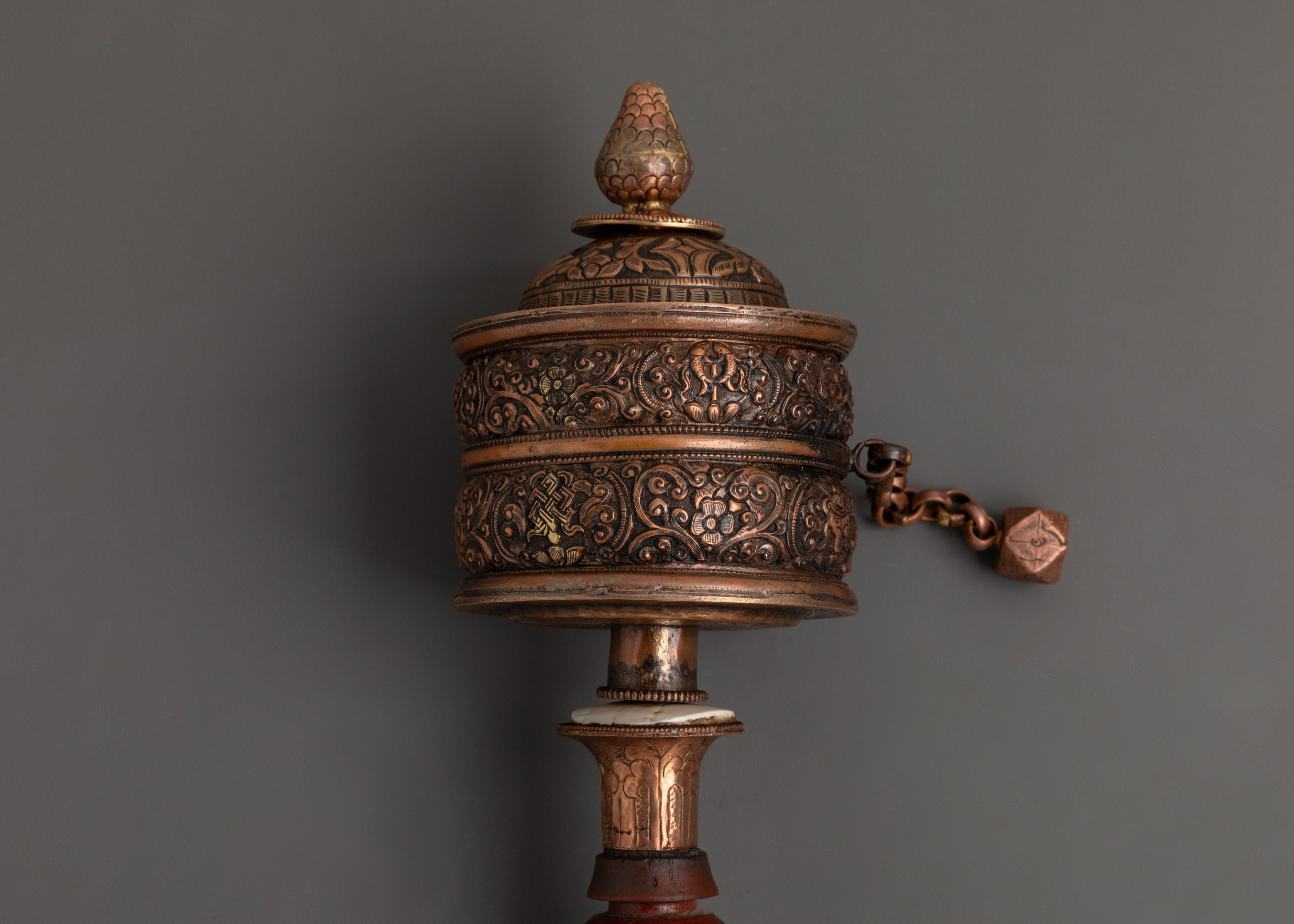 Wooden Handle Tibetan  Prayer Wheel | Sacred Buddhist Mantra Spinner