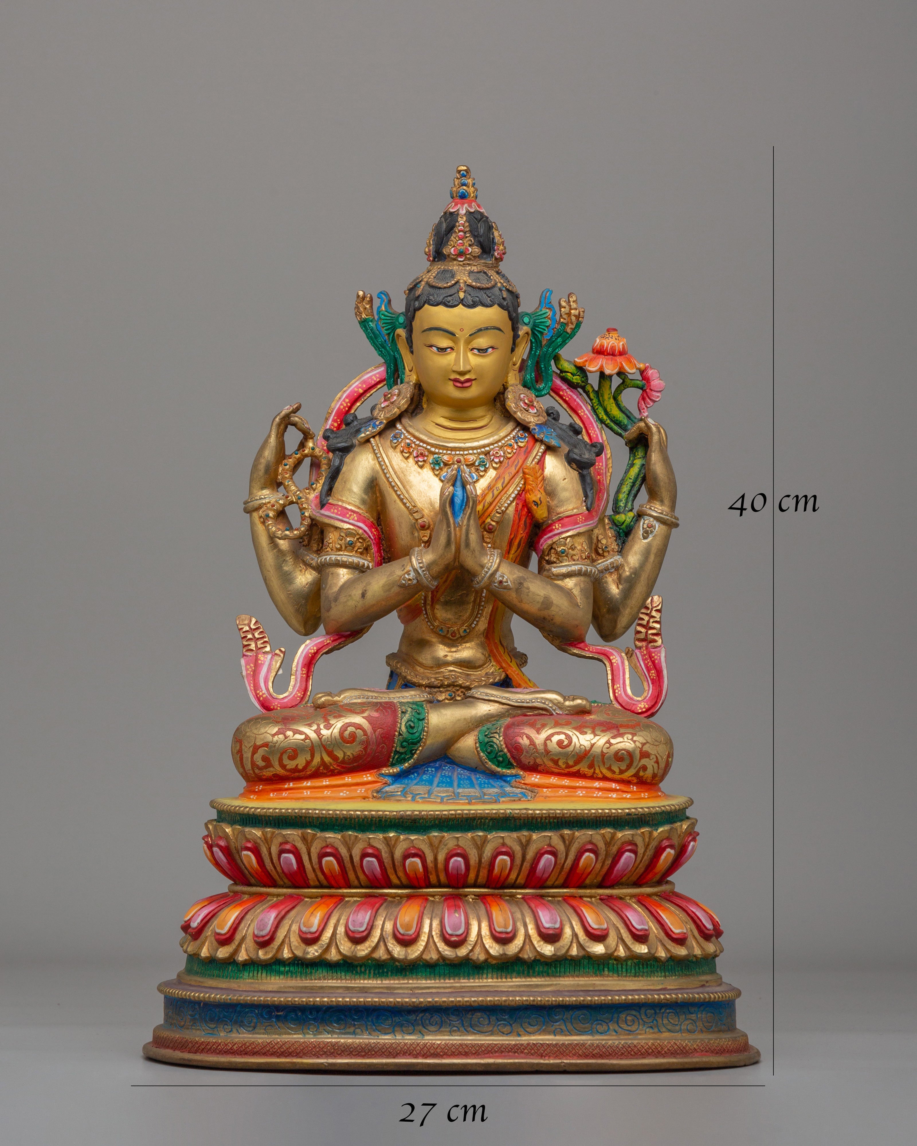 Traditional Buddhist Chenrezig Statue | Bodhisattva of Universal Compassion