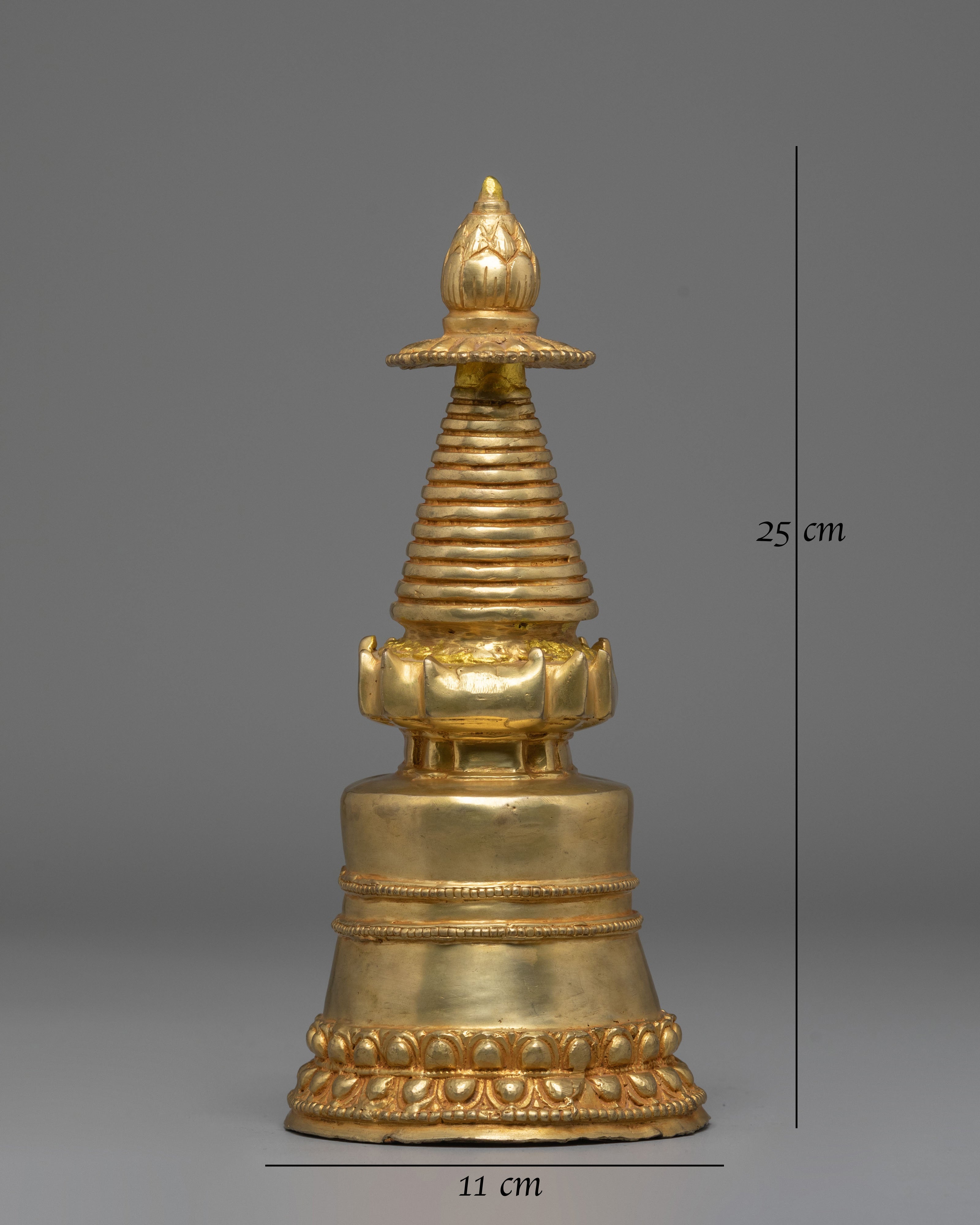 Handcrafted Gold Plated Buddhist Stupa | Spiritual Tibetan Meditation Decor