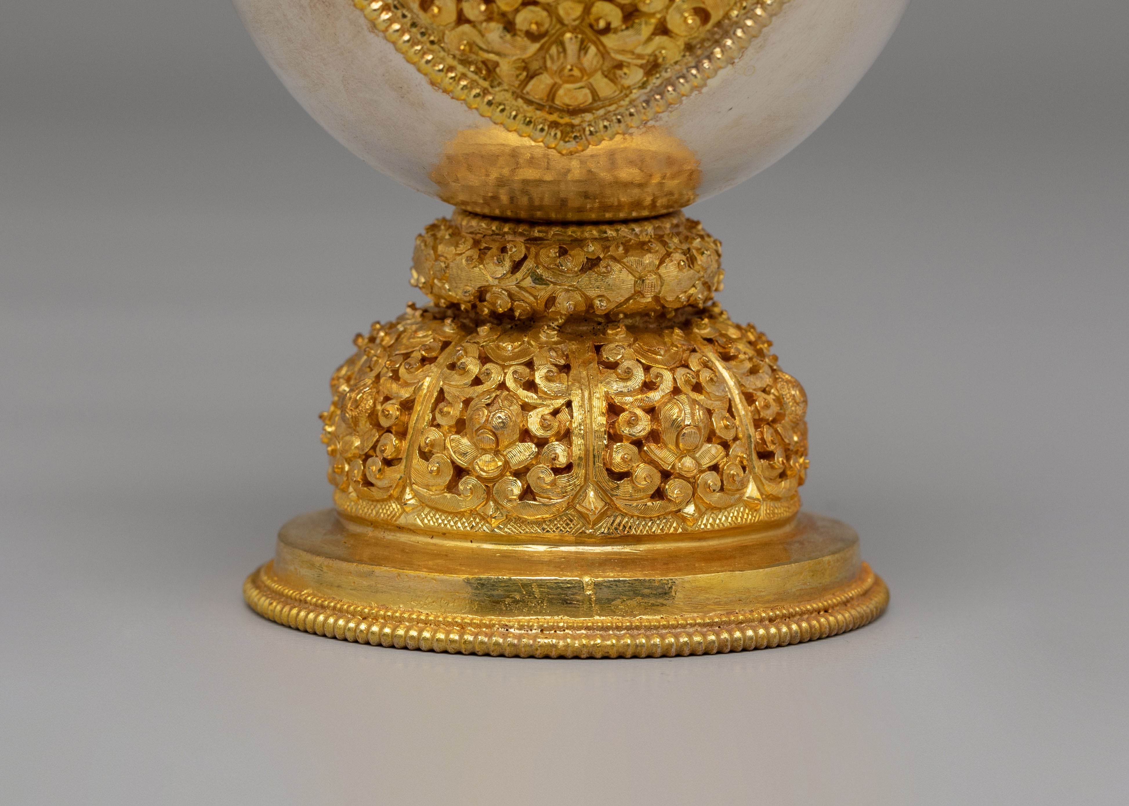 Handcrafted Ritual Bhumba | Gold & Silver Plated Copper Vessel