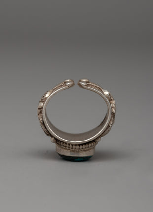 Handmade Tibetan Silver Ring with Turquoise Stone | Elegant 92.5% Sterling Silver