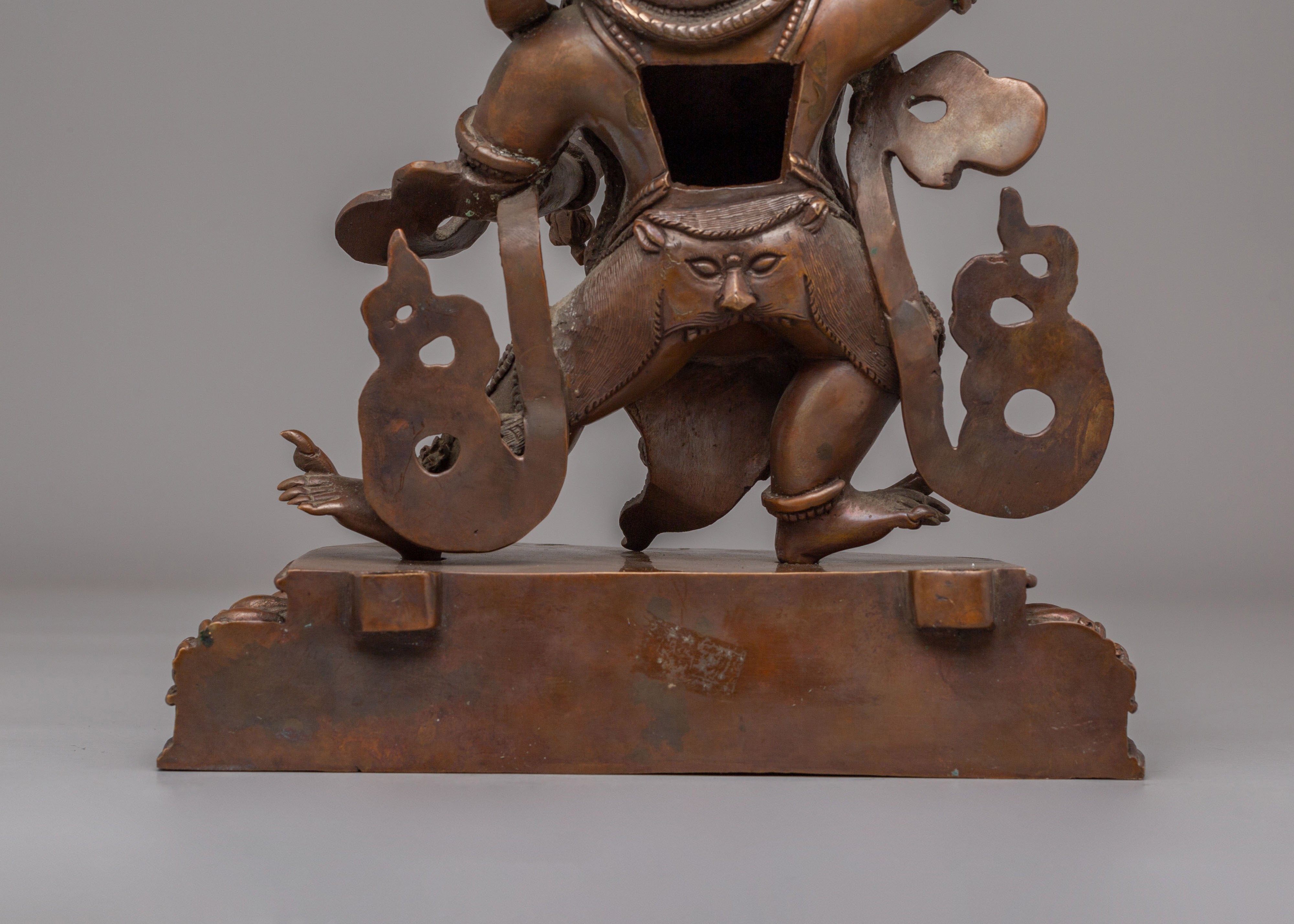 Sacred Himalayan Vajrapani Meditation Statue | Handcrafted Oxidized Copper Vajrapani