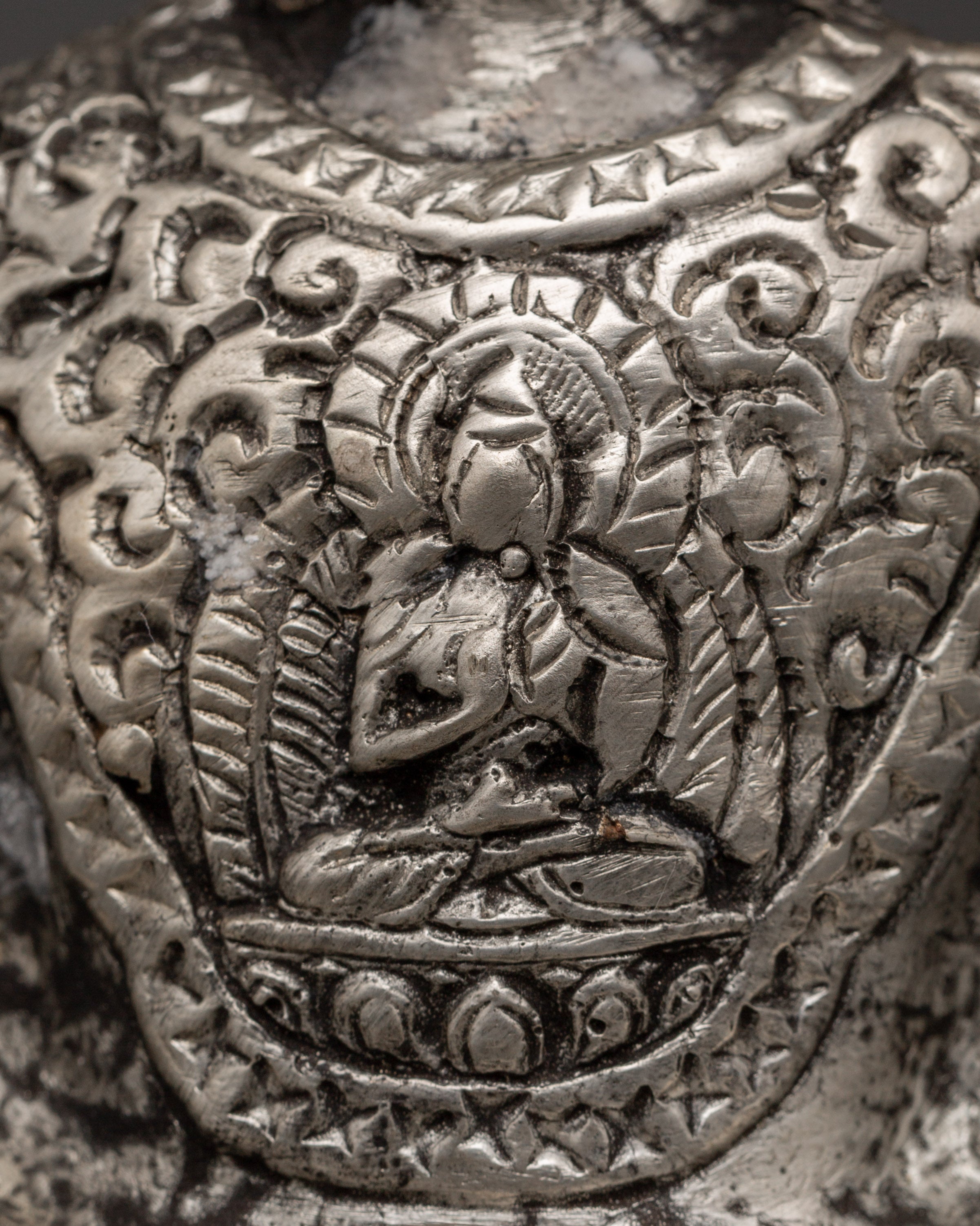 Amitabha Copper Silver Plated Statue | Tibetan Buddhist Sculpture, Handcrafted Longevity
