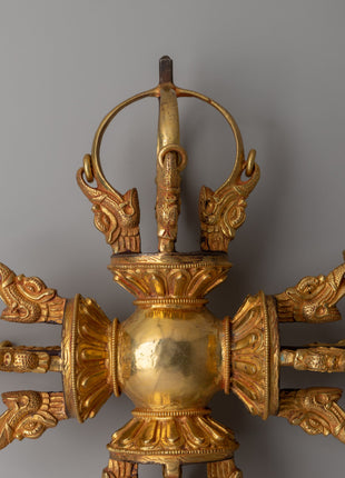 Handcrafted Gold-Plated Bishwa Vajra | Symbol of wisdom and strength